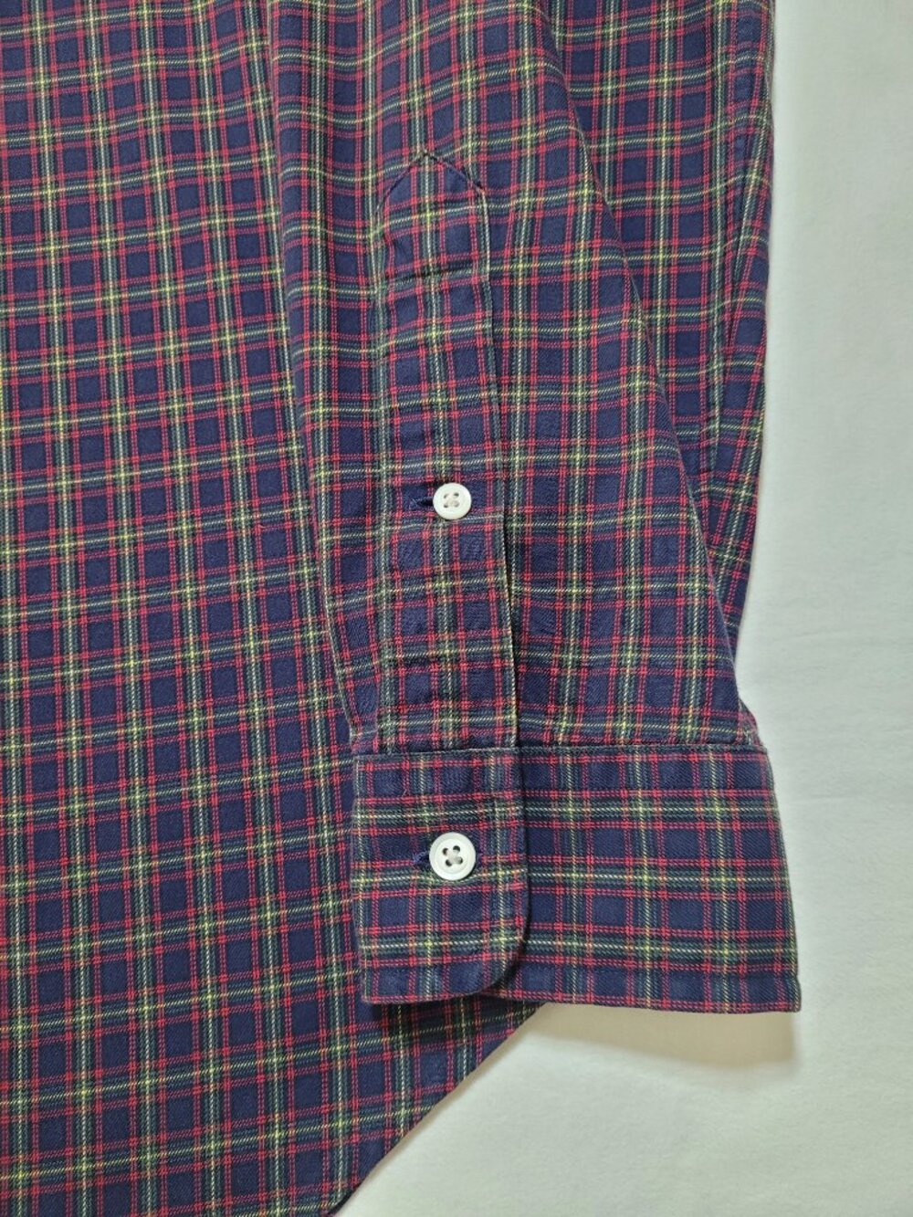 Ralph Lauren Classic Fit Button Down Shirt Navy Red Green Plaid Cotton Medium - Picture 5 of 8